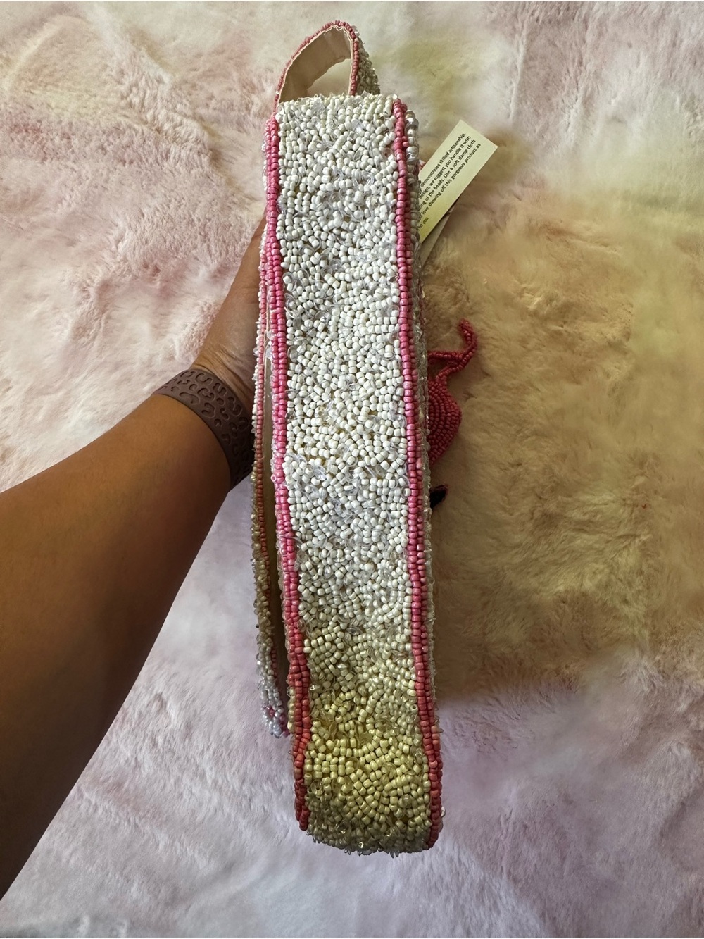 Flamingo Pink Beaded Shoulder Bag Purse - Handcrafted in India NWT - Picture 6 of 9